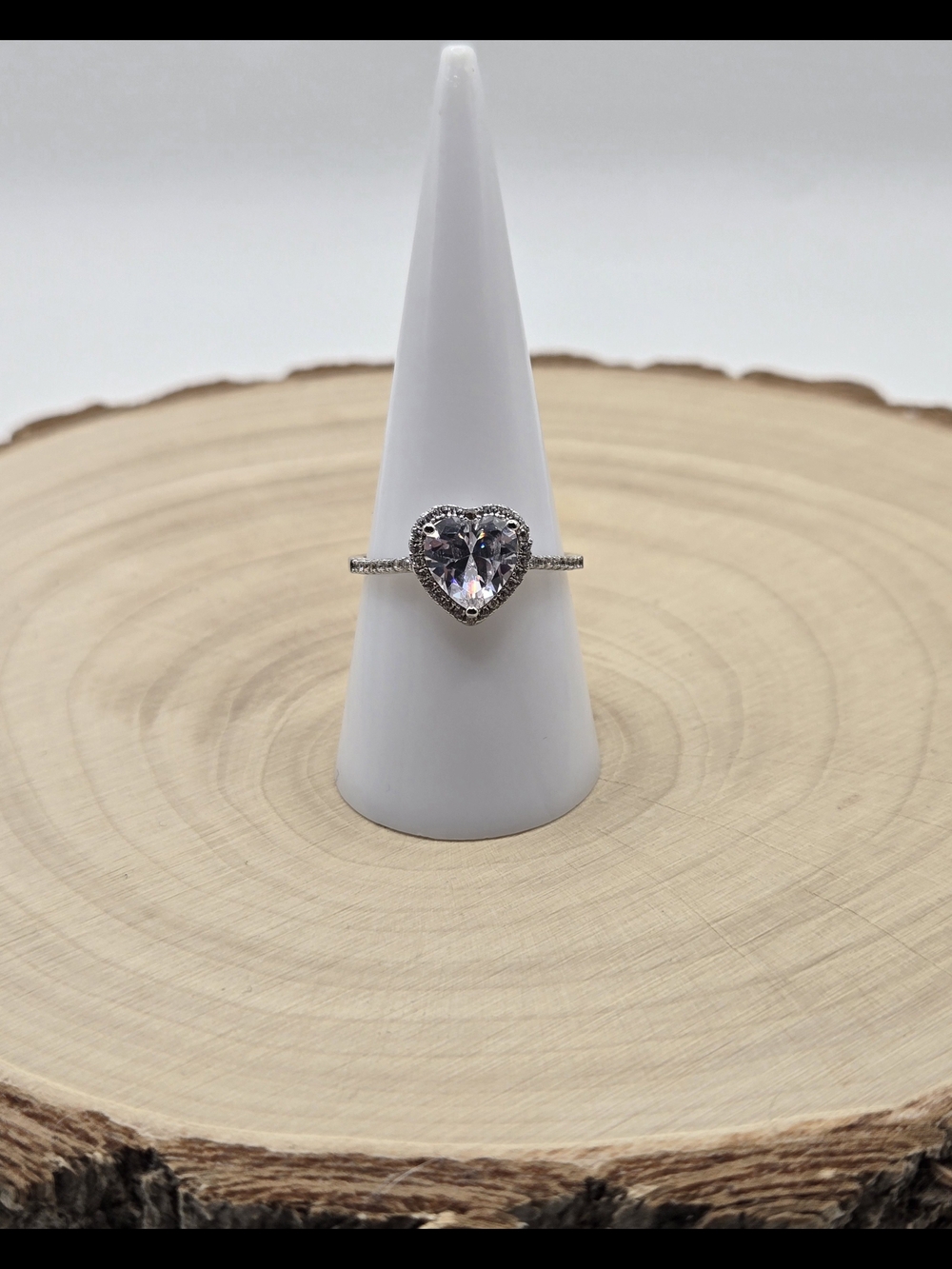 925 Sterling Silver Heart Halo CZ Ring | Size 8 | Sparkling Statement Ring